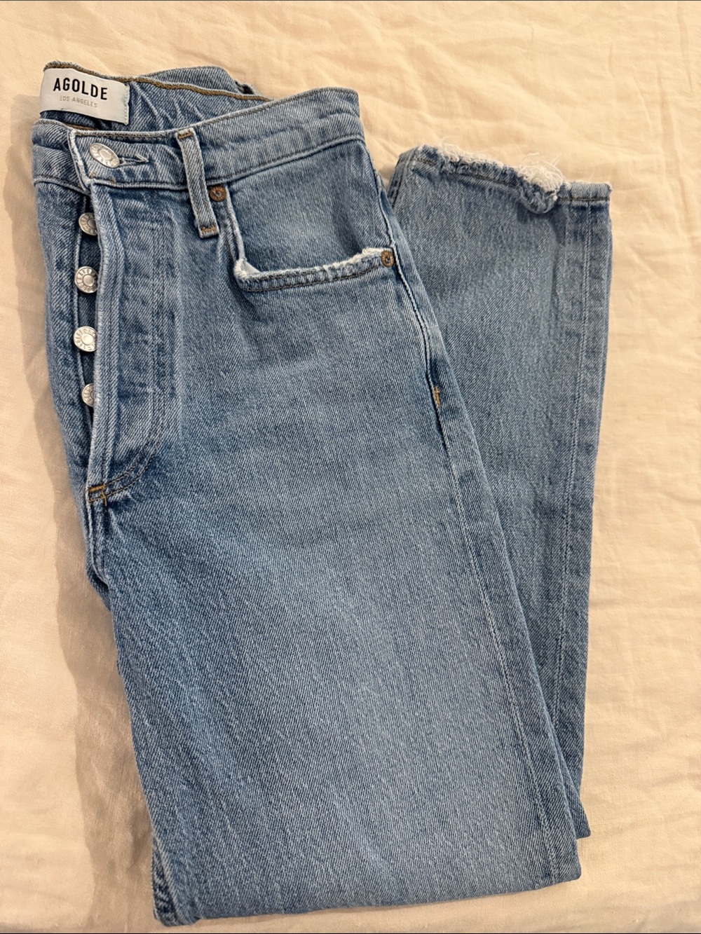 Agolde Women’s High-Rise Light Blue Button-Fly Jeans